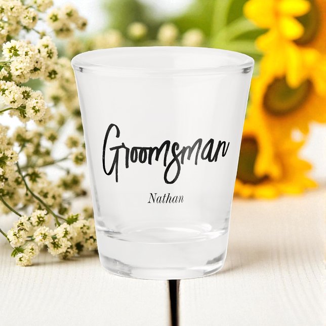 Verre A Shot Garçon d'honneur Mariage écriture Blanc Noir   (Créateur téléchargé)
