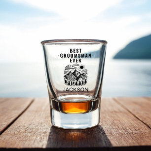 Verre A Shot Garçon d'honneur personnalisé Montagnes Moderne Ru