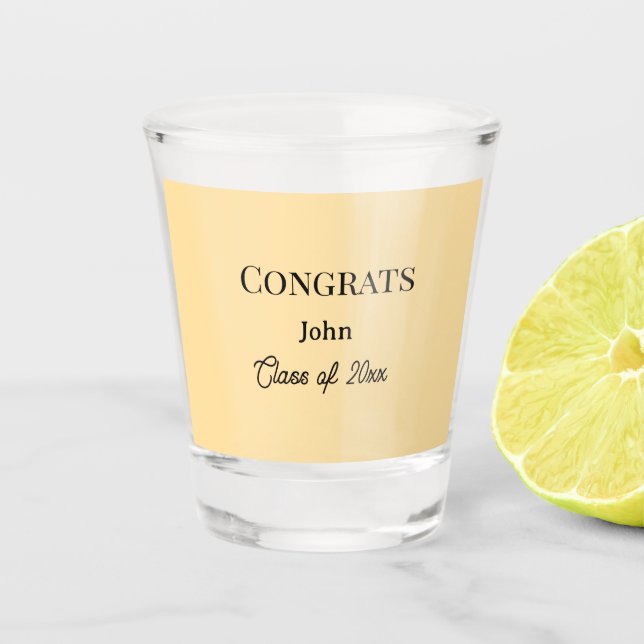 Verre A Shot garçon diplômé ajouter nom félicitations date anné (Devant)