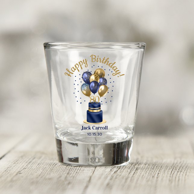 Verre A Shot Gâteau avec ballons bleus pour 80e anniversaire (Créateur téléchargé)