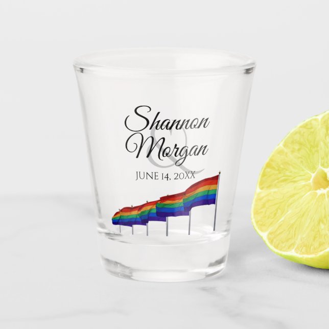 Verre A Shot Gay Pride Rainbow Flags Wedding Shot Glass (Devant)