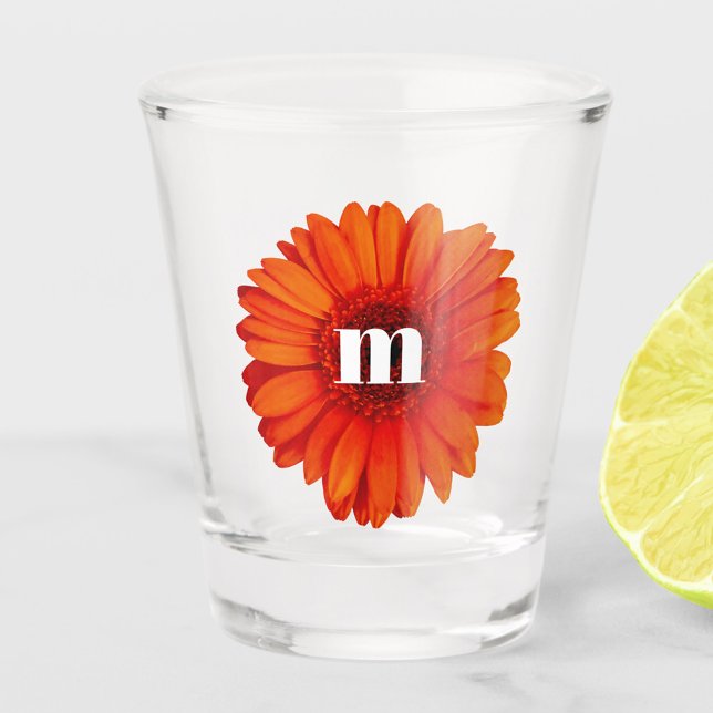 Verre A Shot Gerbera Daisy Monogramme initial (Créateur téléchargé)