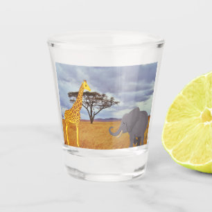 Verre A Shot girafe et éléphant dans le safari