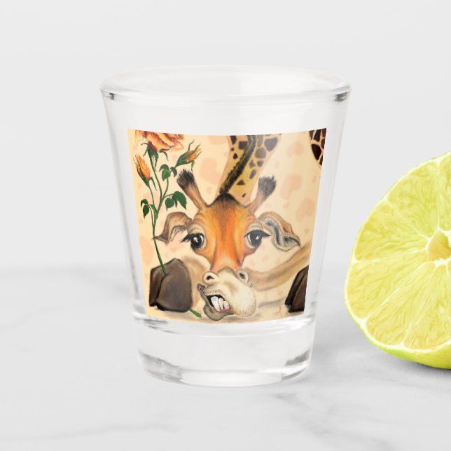Verre A Shot Giraffe romantique avec Rose vitrage (Devant)