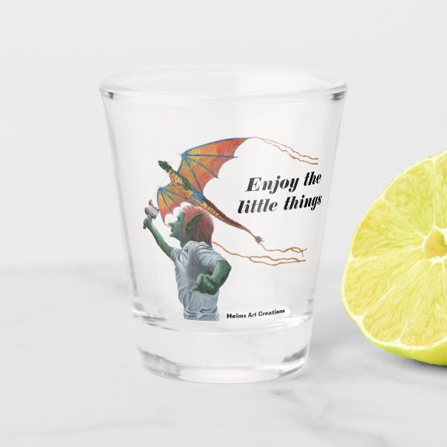 Verre A Shot Goblin Flying Dragon Kite Imaginaire Art Shot Glas (Devant)