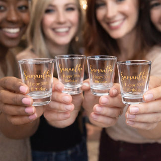 Verre A Shot Gold Elegance Joyeux 30e anniversaire