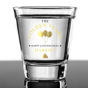 Verre A Shot Gold Golden Years 65e fête d'anniversaire