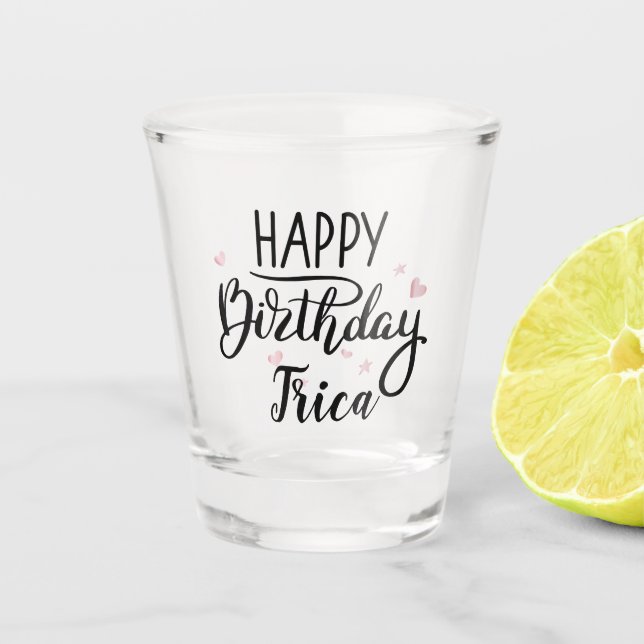 Verre A Shot Gold Rose d'anniversaire personnalisé (Devant)