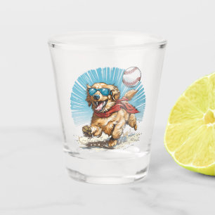 Verre A Shot Golden Retriever Chien Jouant Au Baseball