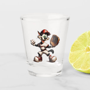 Verre A Shot Goofy Cat Baseball Pitcher Monte