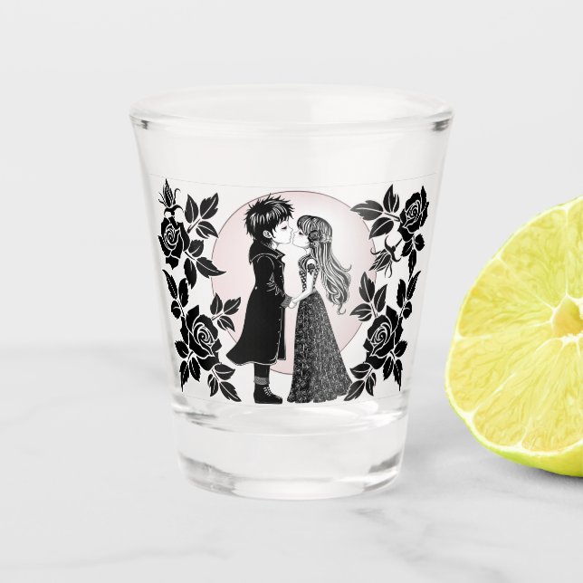 Verre A Shot Gothique Emo Enfants Kiss Valentine's Day (Devant)