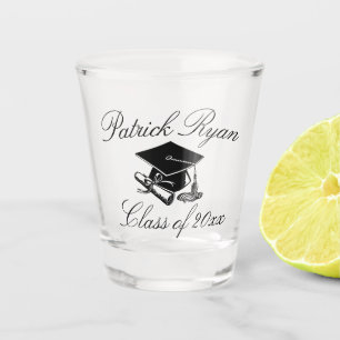 Verre A Shot Graduation Black Gad Casquette Script Nom Classe d