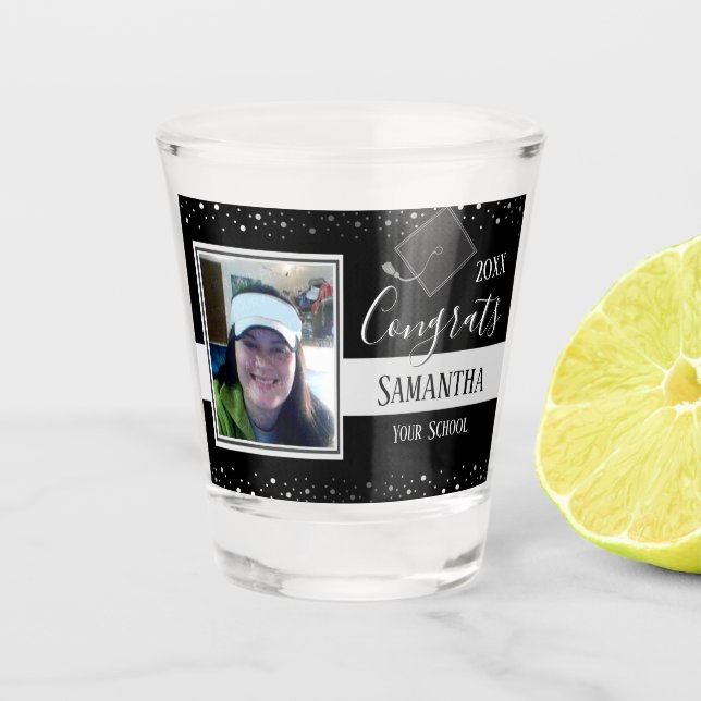 Verre A Shot Graduation Félicitations Photo Confetti (Devant)