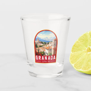 Verre A Shot Granada Espagne Travel Art Vintage