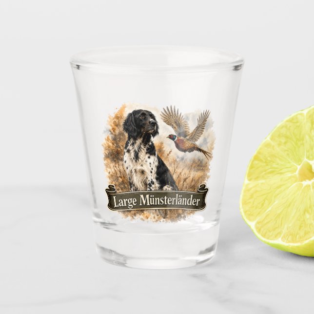 Verre A Shot Grand Münsterländer avec Faisan (Devant)