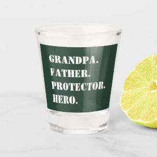 Verre A Shot Grand-père Protecteur héros Héros Texte Fête des p
