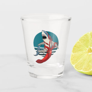 Verre A Shot Grand requin blanc et calmar géant