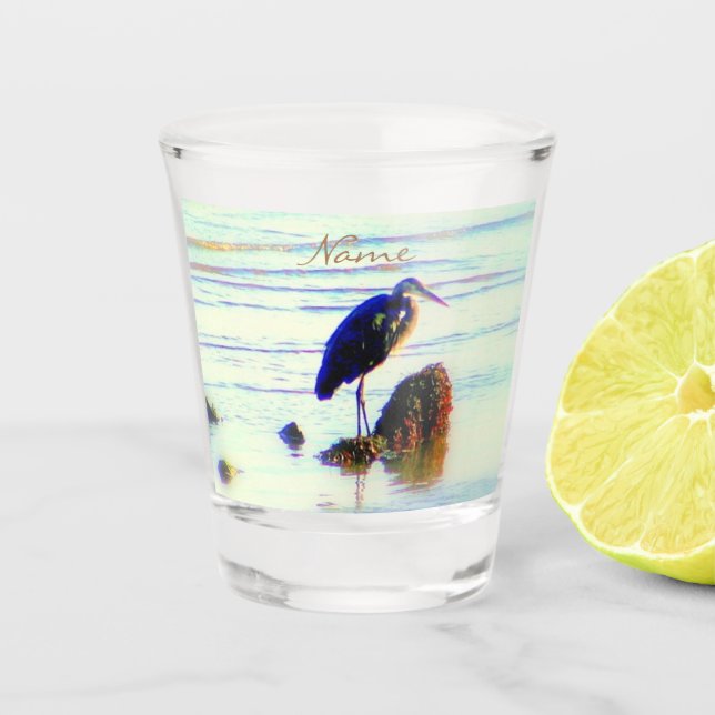 Verre A Shot Grande héron bleu Design Thunder_Cove (Devant)