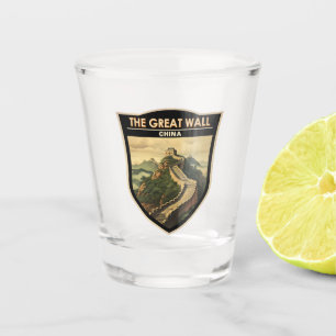 Verre A Shot Grande Muraille de Chine Travel Art Vintage