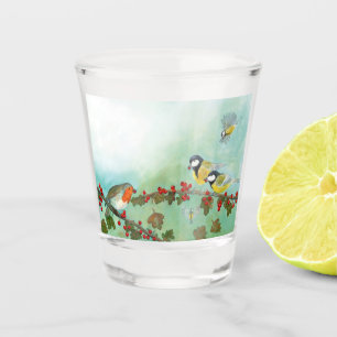 Verre A Shot Grands Tit Birds, Red Robin & Hawthorn Berries