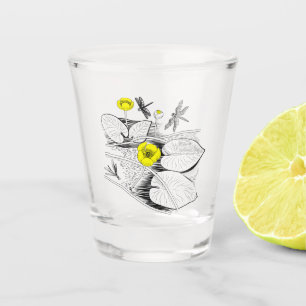 Verre A Shot Gravure jaune nénuphars