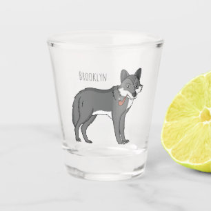 Verre A Shot Gray wolf with pipe cartoon