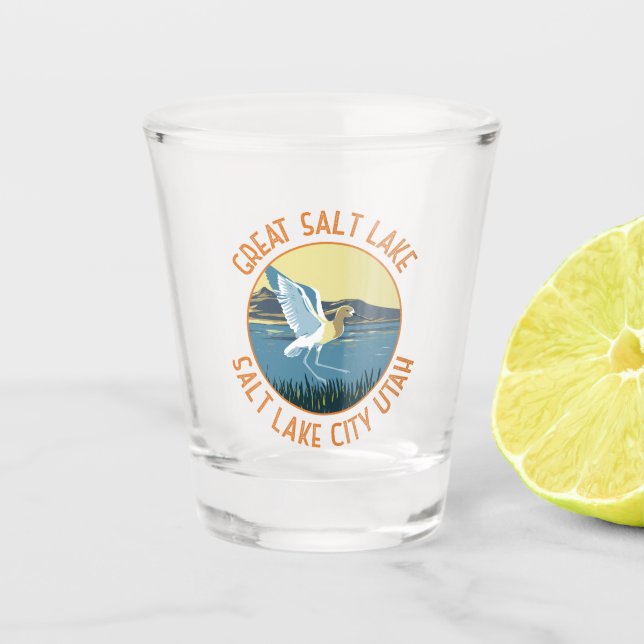Verre A Shot Great Salt Lake American Avocet Retro Distants (Devant)