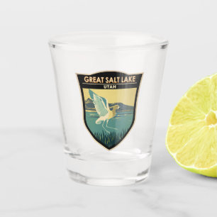 Verre A Shot Great Salt Lake American Avocet Travel Art Vintage