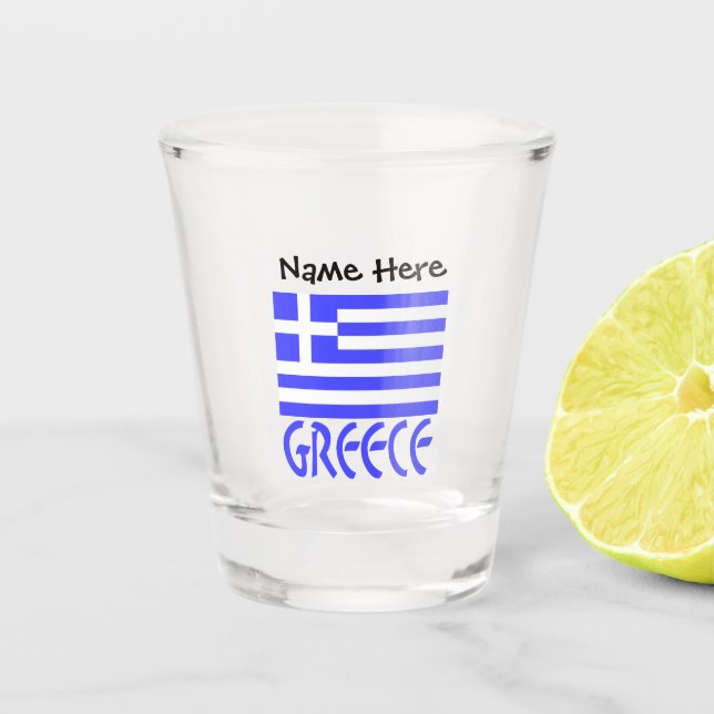 Verre A Shot Grèce et drapeau grec avec votre nom (Devant)