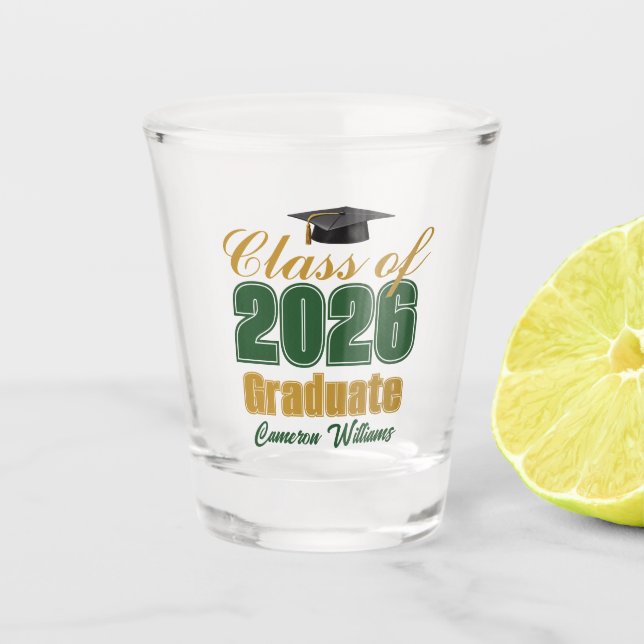 Verre A Shot Green Gold Class of 2026 Custom Graduation Party (Devant)