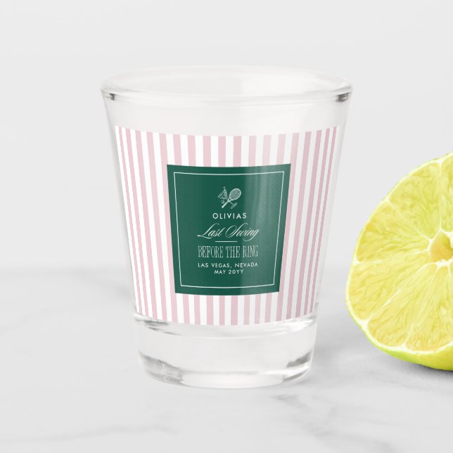 Verre A Shot Green pink Tennis Bachelorette elegant modern (Devant)