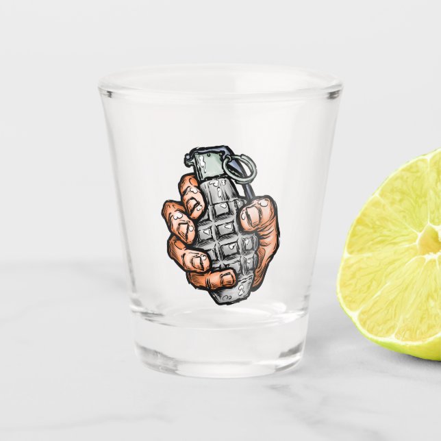 Verre A Shot Grenade À La Main En Style Bande Dessinée (Devant)