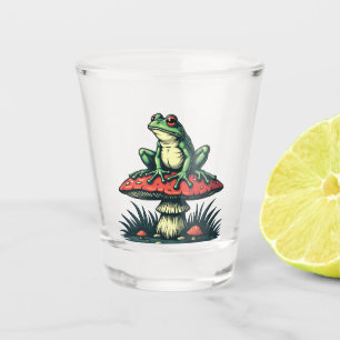Verre A Shot Grenouille sur champignon Cottagecore Forêt de cha