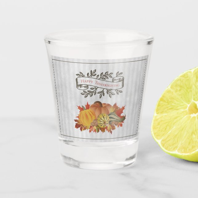 Verre A Shot Grey Thanksgiving Citrouilles et Squash (Devant)