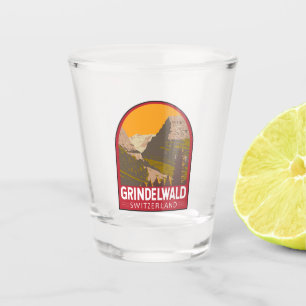 Verre A Shot Grindelwald Suisse Travel Art Vintage