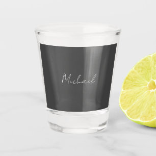 Verre A Shot Gris blanc manuscrit minimaliste Votre nom