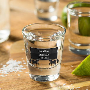 Verre A Shot Groomsman Black Metallical Personnalisé