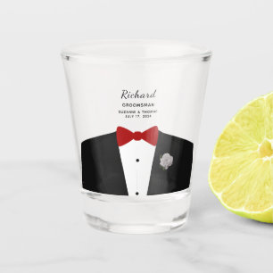 Verre A Shot Groomsman de la fête de la mariée Cravate rouge vi