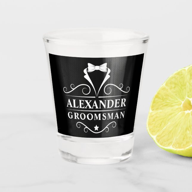 Verre A Shot Groomsman Tuxedo Cravate noir (Devant)
