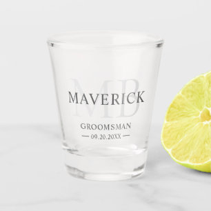 Verre A Shot Groomsmen Cadeau Moderne tendance Monogramme Initi