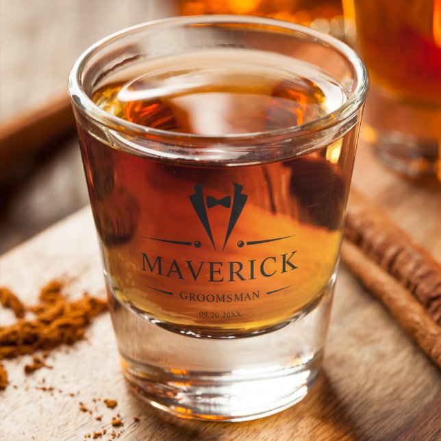 Verre A Shot Groomsmen moderne Cadeau classique Tuxedo mariage  (Créateur téléchargé)