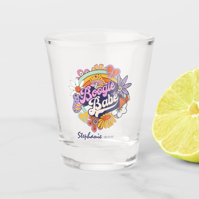 Verre A Shot Groovy années 70 Bachelière Boogie Babe ID929 (Devant)