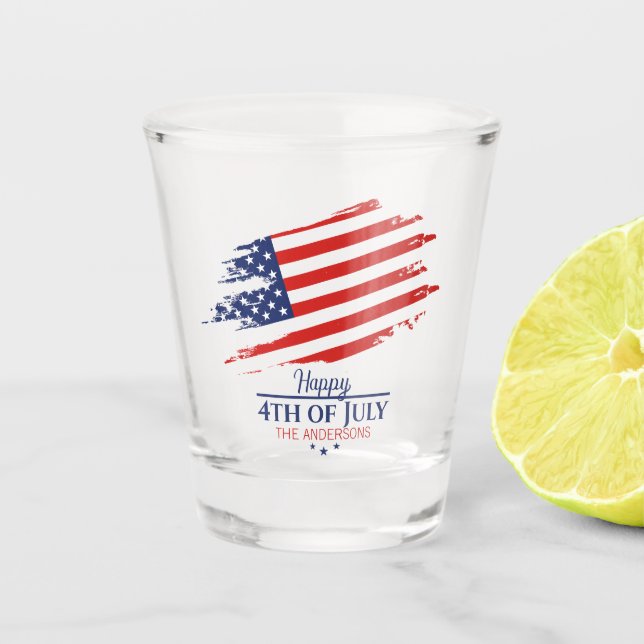 Verre A Shot Grunge American Flag Happy 4 juillet ID1104 (Devant)