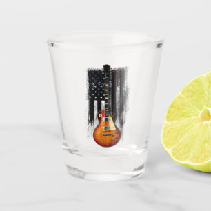 Verre A Shot Guitare Vintage Retro Rock American Flag