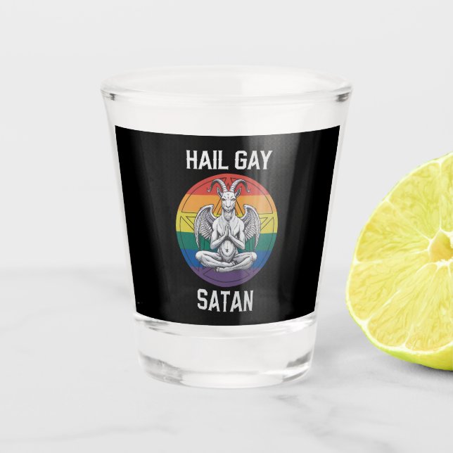 Verre A Shot Hail Gay Satan Funny Goth Gothique Goat LGBTQ (Devant)