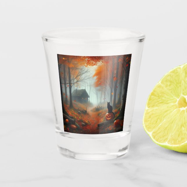 Verre A Shot Halloween/Automne/Automne/citrouille/chat (Devant)