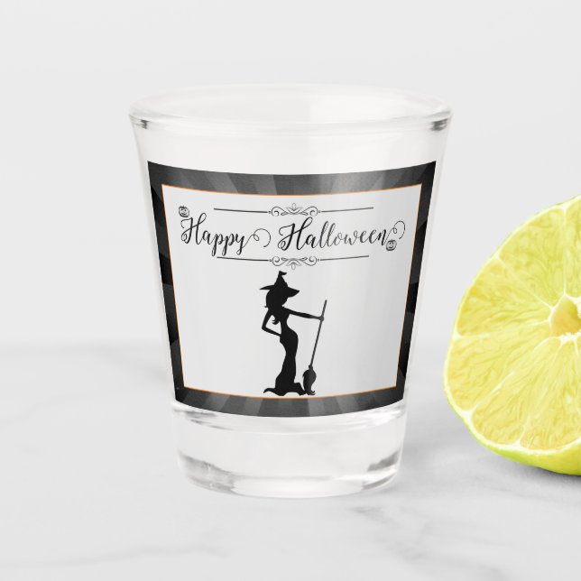Verre A Shot Halloween Black Starburst Witch (Devant)