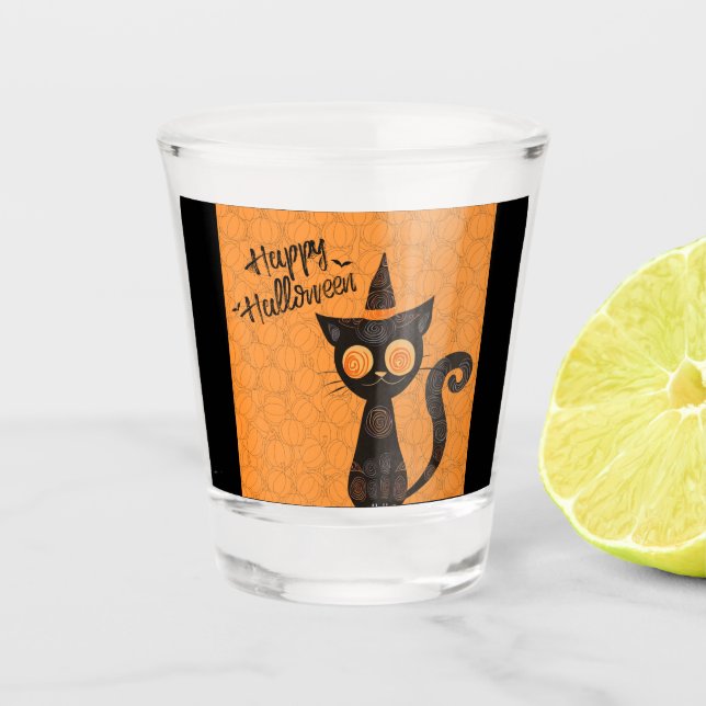 Verre A Shot Halloween/chat/citrouille/automne (Devant)
