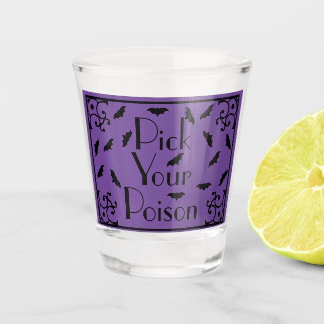 Verre A Shot Halloween chauves-souris noires cueillir votre poi (Devant)