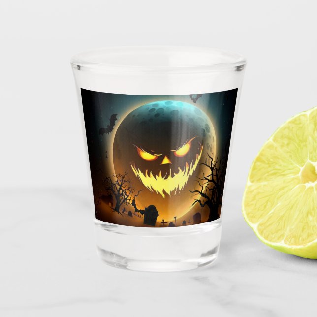Verre A Shot Halloween/citrouille/Lune/chute (Devant)